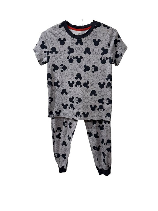 Disney Other - Disney Mickey Mouse Grey Pajama Set For women With Black Pattern Print - Size M